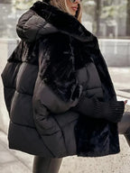 Kris Oversized Winterjacke | Damenjacke mit Kapuze und mehrfarbigem Design