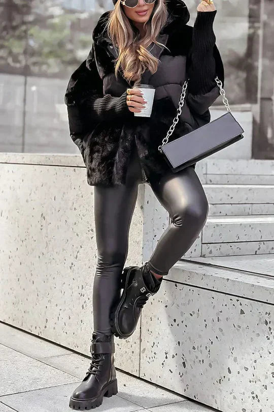 Kris Oversized Winterjacke | Damenjacke mit Kapuze und mehrfarbigem Design