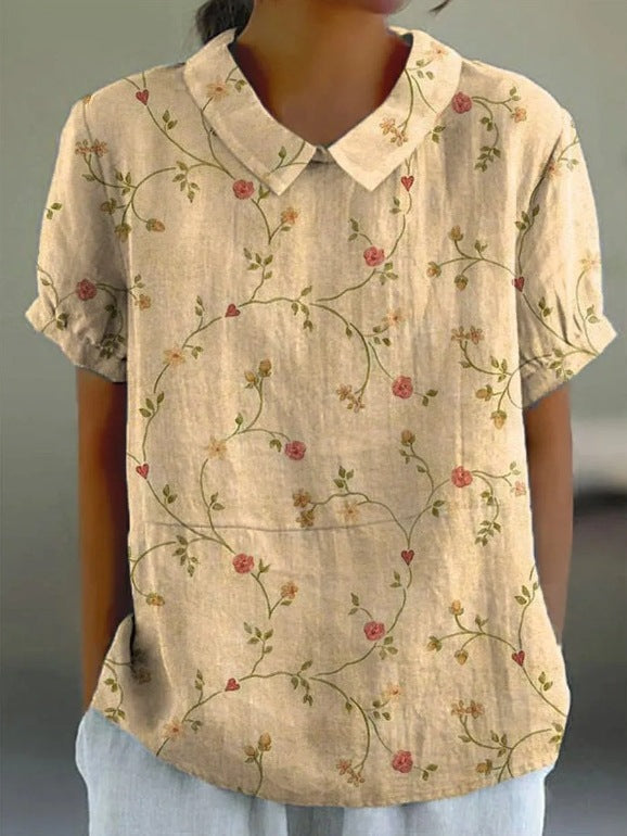 NOÉMIE | Bluse im herbstlichen Blumenmuster aus Hanfgewebe
