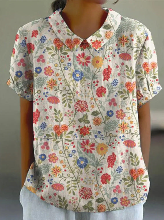 NOÉMIE | Bluse im herbstlichen Blumenmuster aus Hanfgewebe