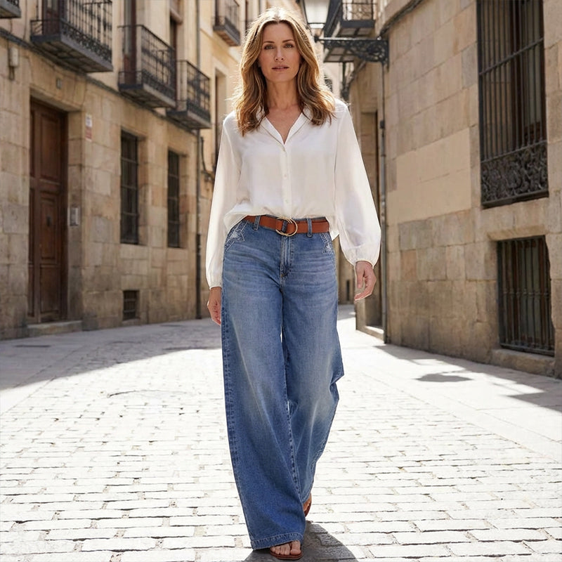 Lara| Weite High-Waist-Jeans im Vintage-Look