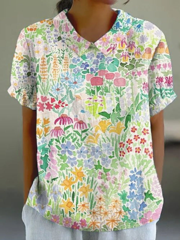 NOÉMIE | Bluse im herbstlichen Blumenmuster aus Hanfgewebe